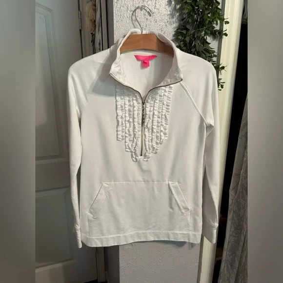 Lilly Pulitzer | Joyce Popover Resort Ruffle Quarter Zip | Size XS - Picture 4 of 5